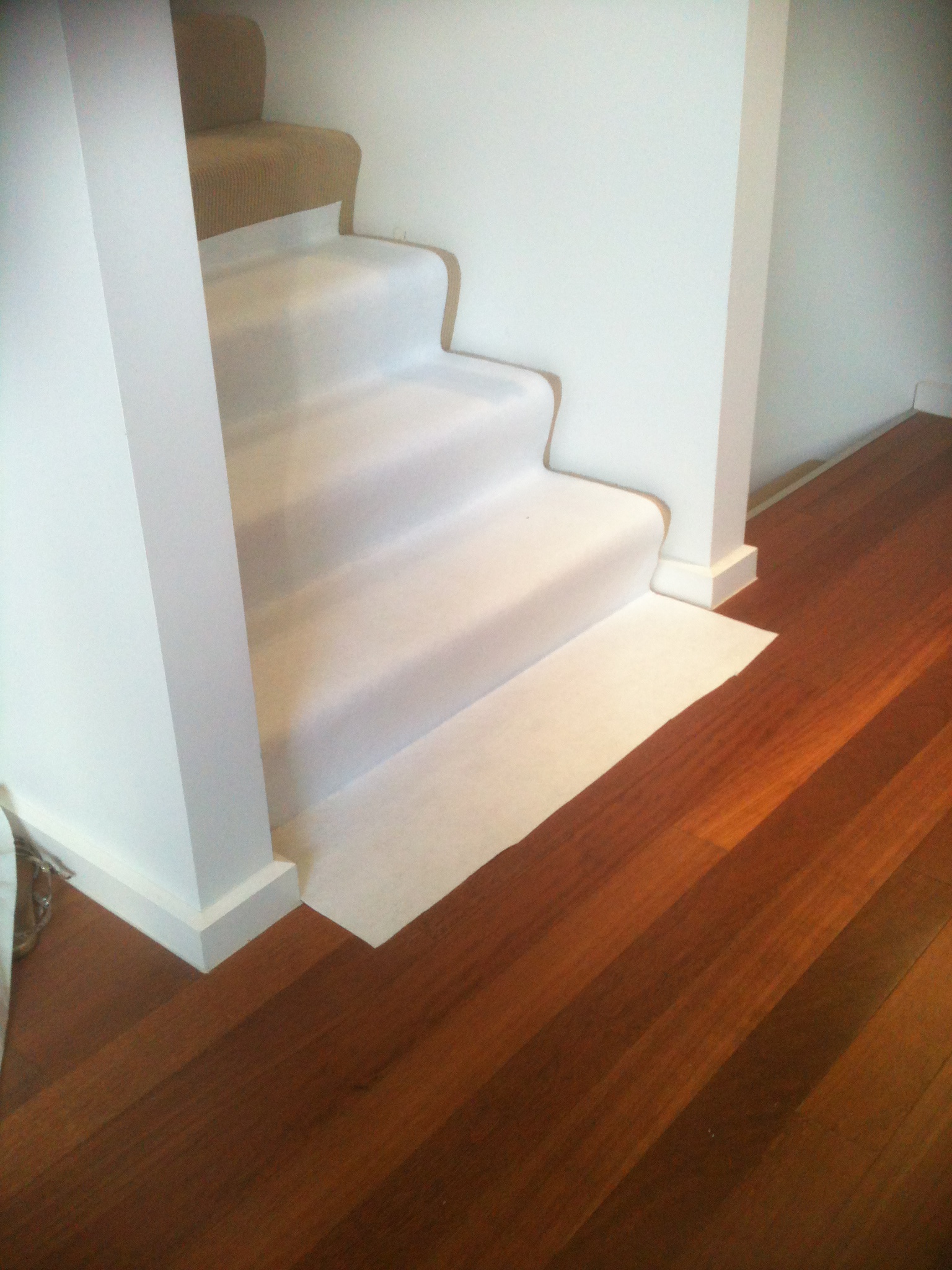 Tack Mat On Carpeted Steps And Hardwood, Hardwood Floor Steps
