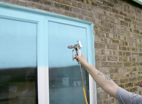 Spray on window protection during construction