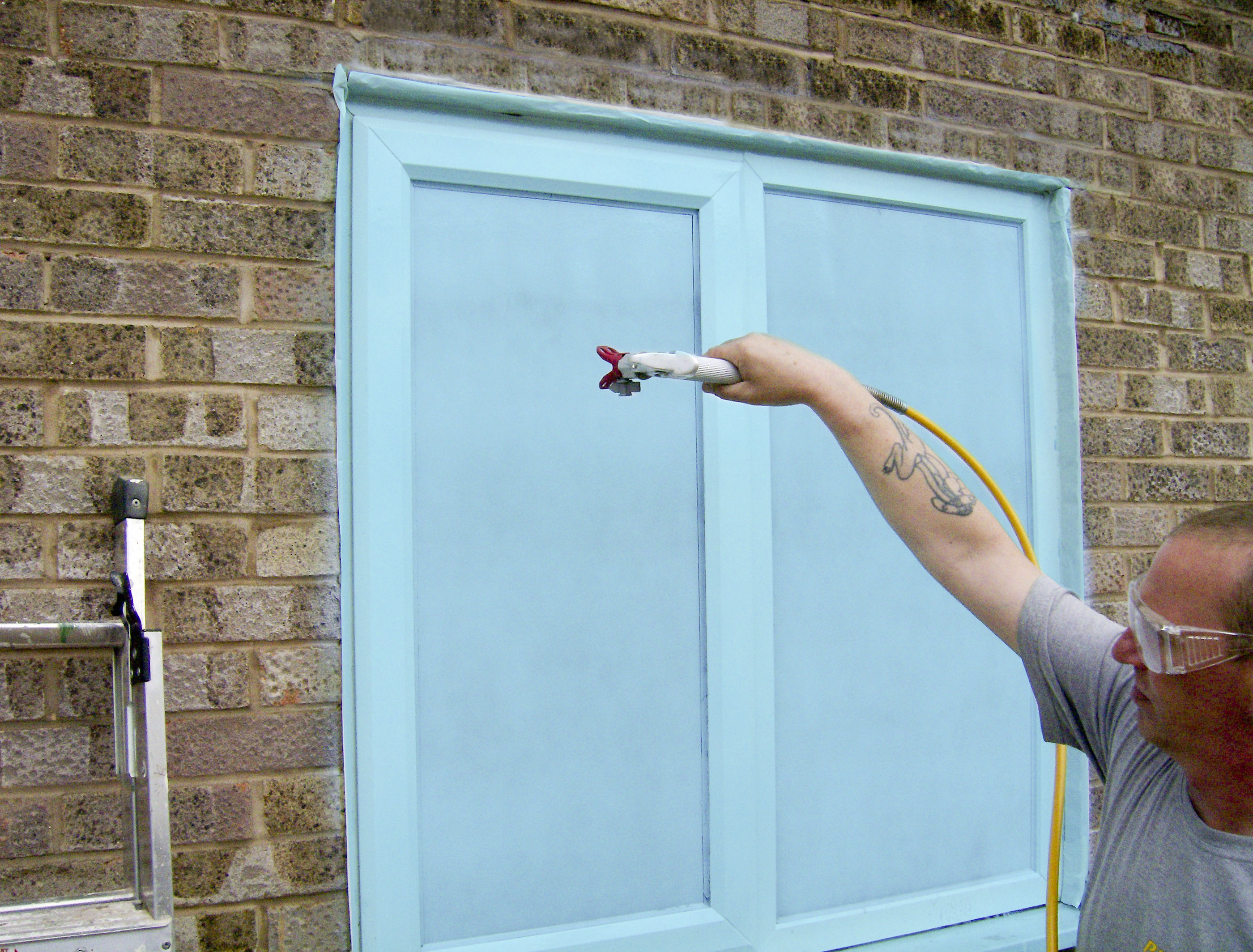 Spray on window protection during construction